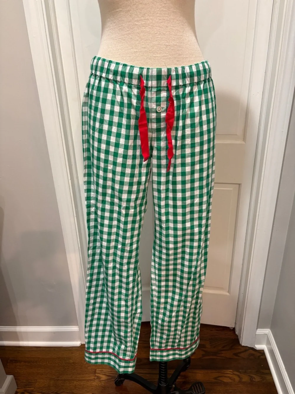 J Crew sz XS green and white gingham pajama set - Picture 6 of 10